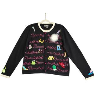 Berek by Takako Sakon Vintage Born To Shop Embellished Sweater Size Medium Artsy